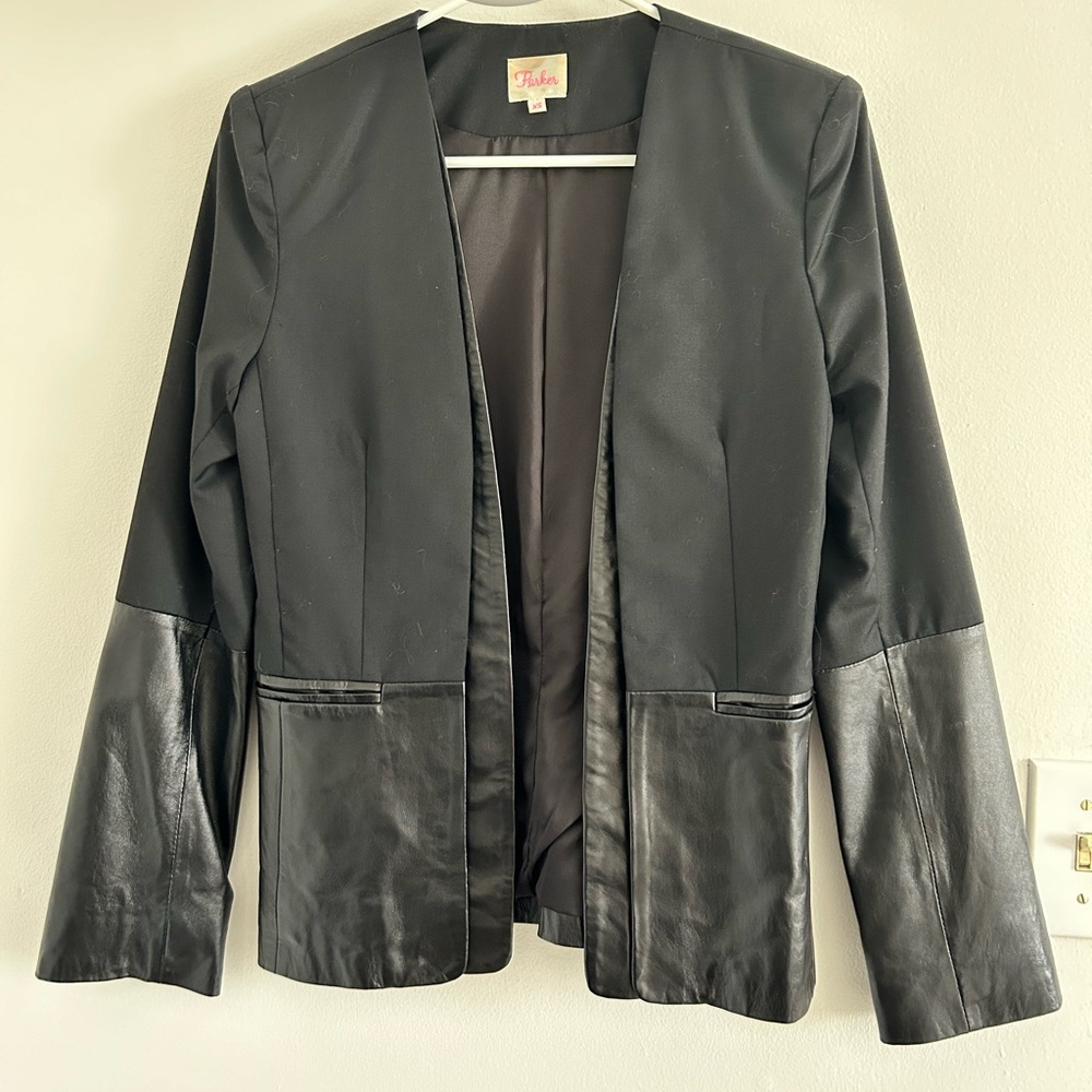 Black and Leather Blazer Sz XS